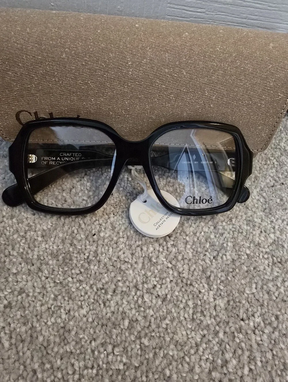 Chloe Women's Black Oversized Square Eyeglasses NWT